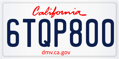 CA license plate 6TQP800