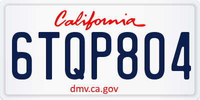 CA license plate 6TQP804