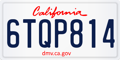 CA license plate 6TQP814