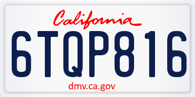CA license plate 6TQP816