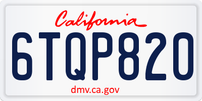 CA license plate 6TQP820