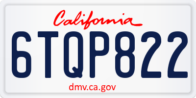 CA license plate 6TQP822