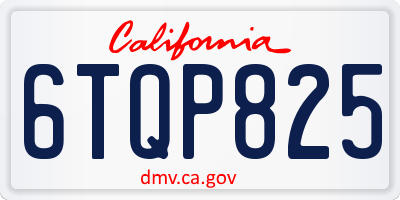 CA license plate 6TQP825