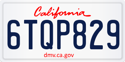 CA license plate 6TQP829