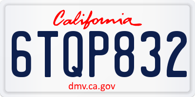 CA license plate 6TQP832