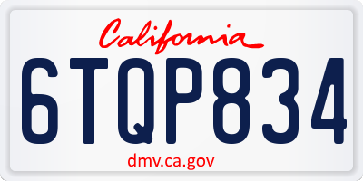 CA license plate 6TQP834