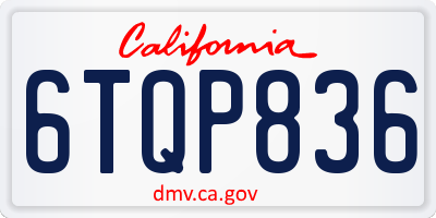 CA license plate 6TQP836