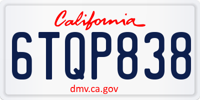 CA license plate 6TQP838