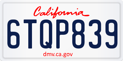 CA license plate 6TQP839