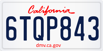 CA license plate 6TQP843