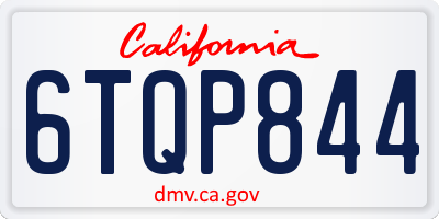 CA license plate 6TQP844