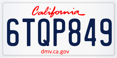CA license plate 6TQP849