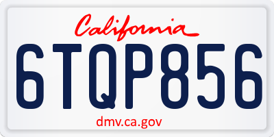 CA license plate 6TQP856