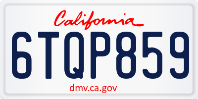 CA license plate 6TQP859