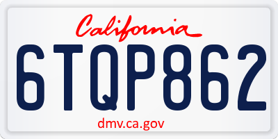 CA license plate 6TQP862