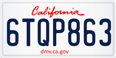 CA license plate 6TQP863