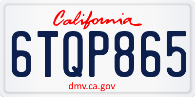 CA license plate 6TQP865