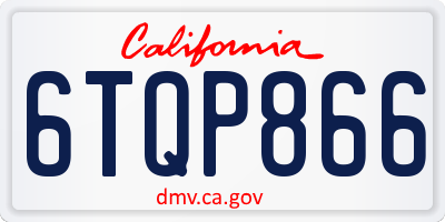 CA license plate 6TQP866