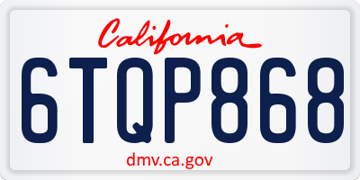 CA license plate 6TQP868