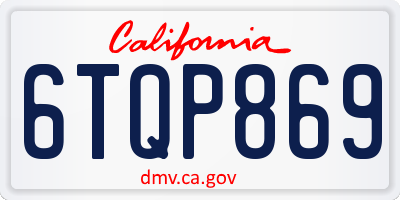 CA license plate 6TQP869