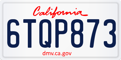 CA license plate 6TQP873