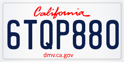 CA license plate 6TQP880