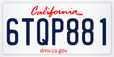 CA license plate 6TQP881