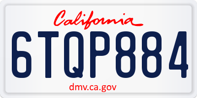 CA license plate 6TQP884