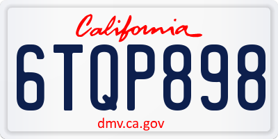 CA license plate 6TQP898