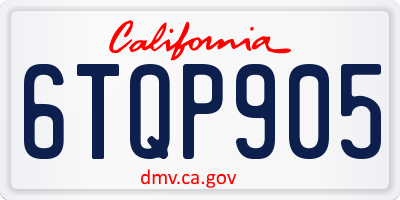 CA license plate 6TQP905