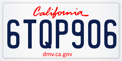 CA license plate 6TQP906