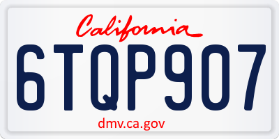 CA license plate 6TQP907