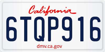 CA license plate 6TQP916