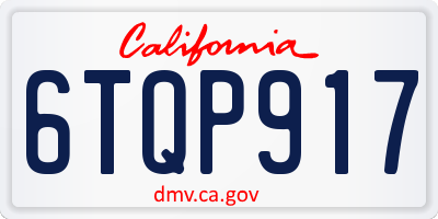 CA license plate 6TQP917