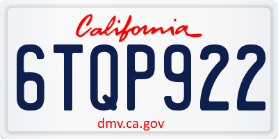 CA license plate 6TQP922
