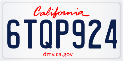 CA license plate 6TQP924