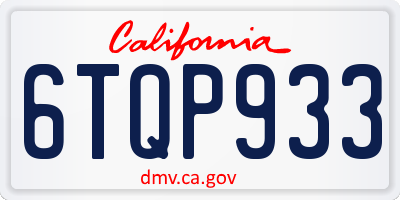 CA license plate 6TQP933