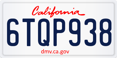 CA license plate 6TQP938