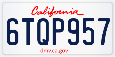 CA license plate 6TQP957