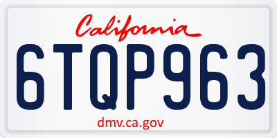 CA license plate 6TQP963