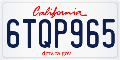 CA license plate 6TQP965