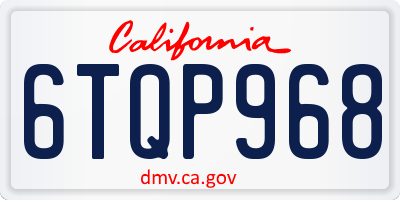 CA license plate 6TQP968