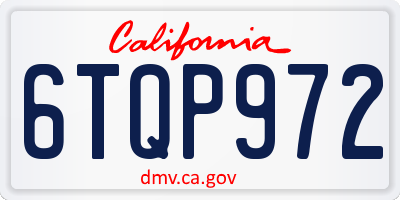 CA license plate 6TQP972