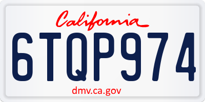 CA license plate 6TQP974