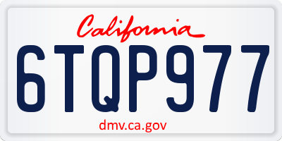 CA license plate 6TQP977