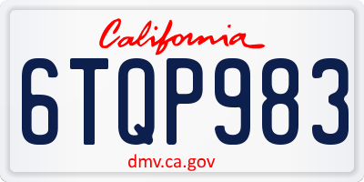 CA license plate 6TQP983