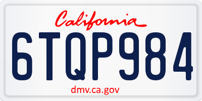 CA license plate 6TQP984