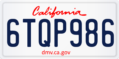 CA license plate 6TQP986