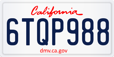 CA license plate 6TQP988