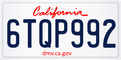 CA license plate 6TQP992